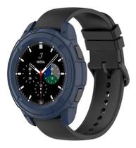 Capa Case Com Coroa + Película Para Galaxy Watch 4 Classic 46mm / Watch4 Classic 46mm - Azul
