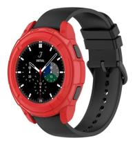 Capa Case Com Coroa + Película Para Galaxy Watch 4 Classic 46mm / Watch4 Classic 46mm - Vermelho