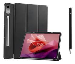 Capa Case Couro + Caneta Touch Dual Pontas Para Tablet Lenovo P12 12.7