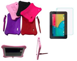 Capa Case de Silicone Emborrachada p/ Tablet M7s M7s Lite + Caneta Suporte Touch + Película Vidro