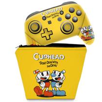 Capa Case e Skin Adesivo Compatível Nintendo Switch Pro Controle - Cuphead