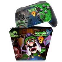 Capa Case e Skin Adesivo Compatível Nintendo Switch Pro Controle - Luigi's Mansion 3