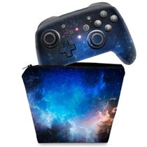 Capa Case e Skin Adesivo Compatível Nintendo Switch Pro Controle - Universo Cosmos