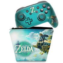 Capa Case e Skin Adesivo Compatível Nintendo Switch Pro Controle - Zelda Tears of the Kingdom - Pop Arte Skins