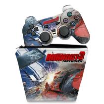 Capa Case e Skin Adesivo Compatível PS2 Controle - Burnout 3