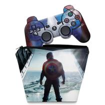 Capa Case e Skin Adesivo Compatível PS3 Controle - Capitão América