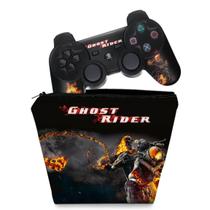 Capa Case e Skin Adesivo Compatível PS3 Controle - Ghost Rider Motoqueiro a