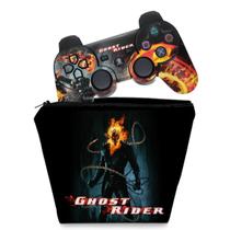 Capa Case e Skin Adesivo Compatível PS3 Controle - Ghost Rider Motoqueiro b