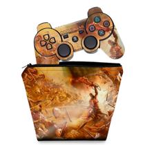 Capa Case e Skin Adesivo Compatível PS3 Controle - God Of War 2