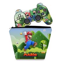 Capa Case e Skin Adesivo Compatível PS3 Controle - Mario & Luigi