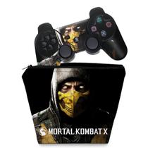 Capa Case e Skin Adesivo Compatível PS3 Controle - Mortal Kombat X Scorpion - Pop Arte Skins