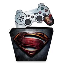 Capa Case e Skin Adesivo Compatível PS3 Controle - Superman