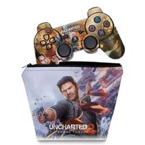 Capa Case e Skin Adesivo Compatível PS3 Controle - Uncharted 2