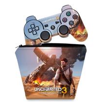 Capa Case e Skin Adesivo Compatível PS3 Controle - Uncharted 3