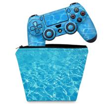 Capa Case e Skin Compatível PS4 Controle - Aquático Água