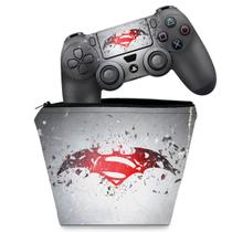 Capa Case e Skin Compatível PS4 Controle - Batman vs Superman Logo