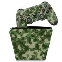 Capa Case e Skin Compatível PS4 Controle - Camuflagem Exercito