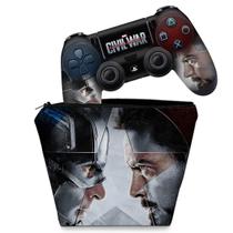 Capa Case e Skin Compatível PS4 Controle - Capitão America - Guerra Civil - Pop Arte Skins