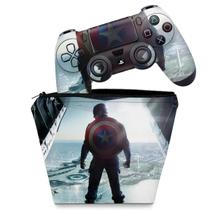 Capa Case e Skin Compatível PS4 Controle - Capitao America
