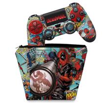 Capa Case e Skin Compatível PS4 Controle - Deadpool