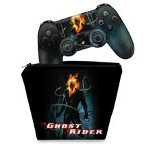 Capa Case e Skin Compatível PS4 Controle - Ghost Rider B