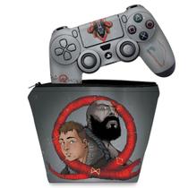 Capa Case e Skin Compatível PS4 Controle - God of War 4