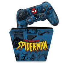 Capa Case e Skin Compatível PS4 Controle - Homem-Aranha Spider-Man Comics