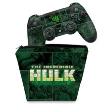Capa Case e Skin Compatível PS4 Controle - Hulk Comics
