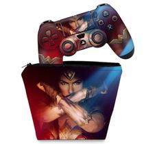 Capa Case e Skin Compatível PS4 Controle - Mulher Maravilha