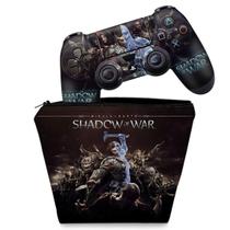 Capa Case e Skin Compatível PS4 Controle - Shadow of War