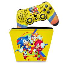 Capa Case e Skin Compatível PS4 Controle - Sonic Mania