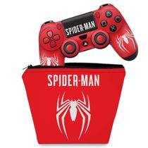 Capa Case e Skin Compatível PS4 Controle - Spider-Man Bundle