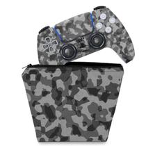 Capa Case e Skin Compatível PS5 Controle - Camuflado Cinza