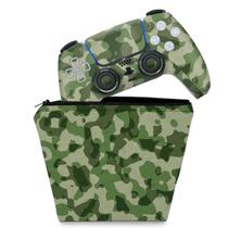 Capa Case e Skin Compatível PS5 Controle - Camuflado Verde