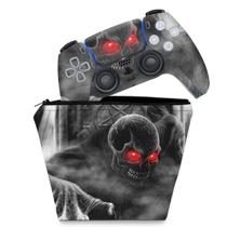 Capa Case e Skin Compatível PS5 Controle - Caveira Skull