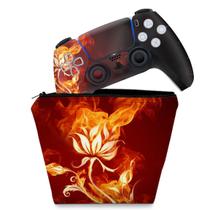 Capa Case e Skin Compatível PS5 Controle - Fire Flower