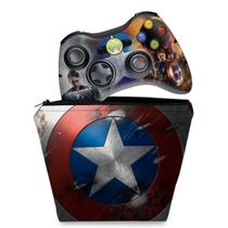 Capa Case e Skin Compatível Xbox 360 Controle - Capitão América