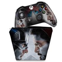 Capa Case e Skin Compatível Xbox One Fat Controle - Capitão America - Guerra Civil - Pop Arte Skins