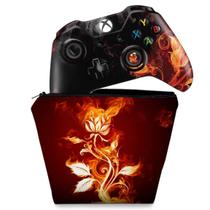 Capa Case e Skin Compatível Xbox One Fat Controle - Fire Flower