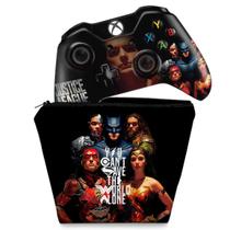 Capa Case e Skin Compatível Xbox One Fat Controle - Liga Da Justiça