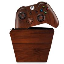 Capa Case e Skin Compatível Xbox One Fat Controle - Madeira