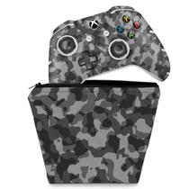 Capa Case e Skin Compatível Xbox One Slim X Controle - Camuflagem Cinza
