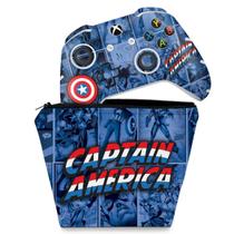 Capa Case e Skin Compatível Xbox One Slim X Controle - Capitão América Comics