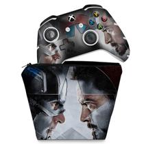 Capa Case e Skin Compatível Xbox One Slim X Controle - Capitão America - Guerra Civil