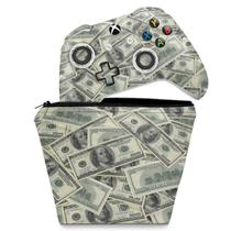 Capa Case e Skin Compatível Xbox One Slim X Controle - Dollar Money Dinheiro