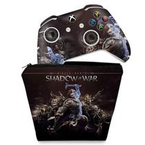 Capa Case e Skin Compatível Xbox One Slim X Controle - Shadow Of War