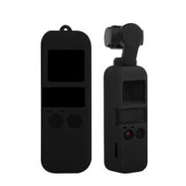 Capa Case Em Silicone Preto + Cordão Para Dji Osmo Pocket