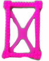 Capa Case Emborrachada Anti Queda Azul Preto Rosa Com Película De Vidro Para Tablet De 7 Polegadas