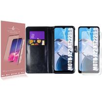 Capa Case Flip Carteira + 2 Pelicula Vidro Compativel Moto E22 XT2239 6.5 - Luiza Cell25