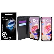 Capa Case Flip Carteira + 2 Película Vidro LG K51S LMK510BMW 6.5 - Cell In Power25